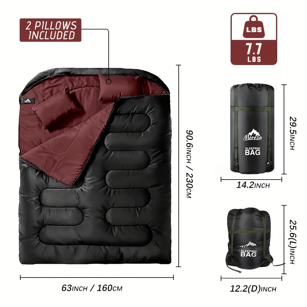 Mereza Double Sleeping Bag, 2 Person Sleeping Bag For Adult Mens Camping