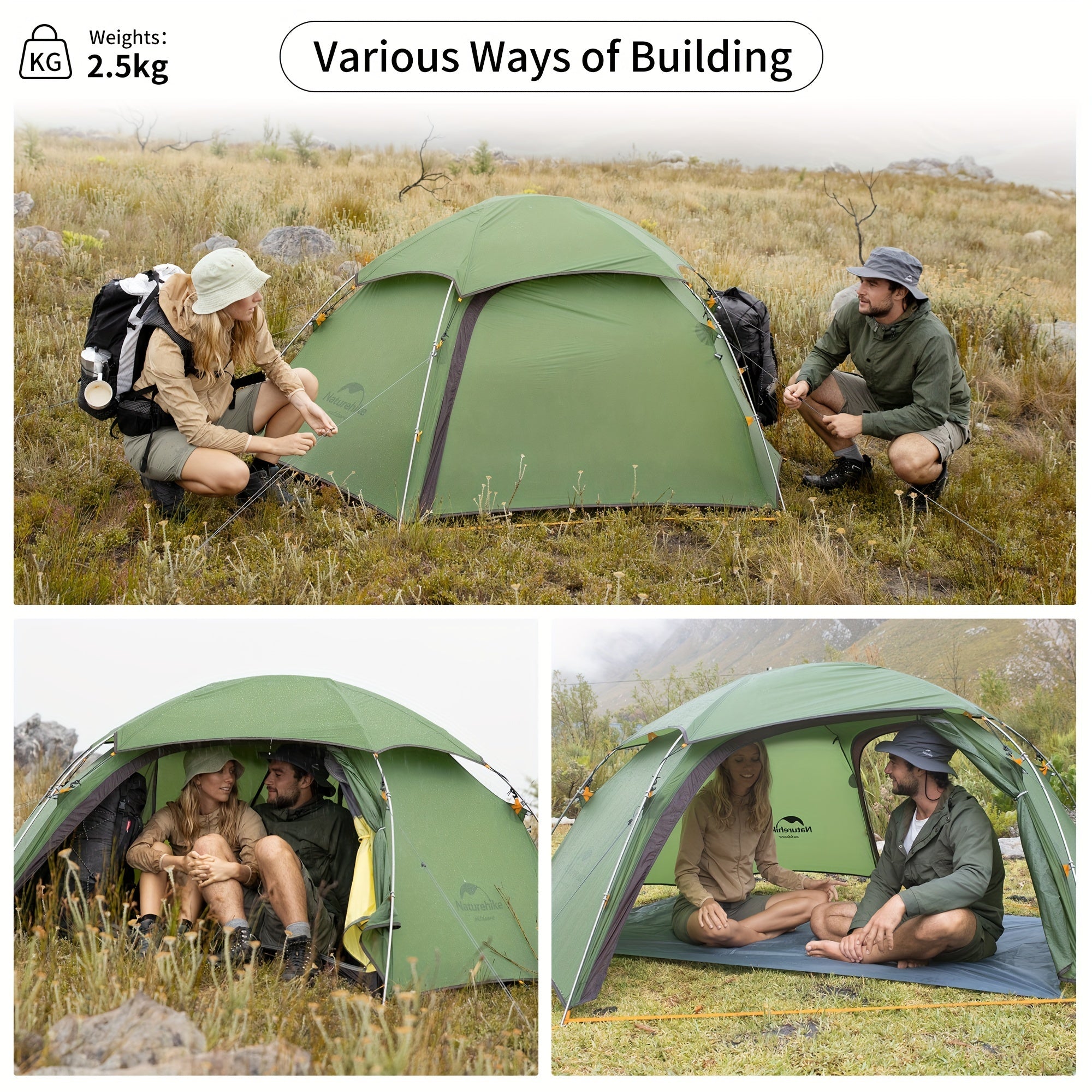 Naturehike Cloud Peak Hexagonal Four Seasons Tent, 20D Lightweight Silicone Waterproof Fabric