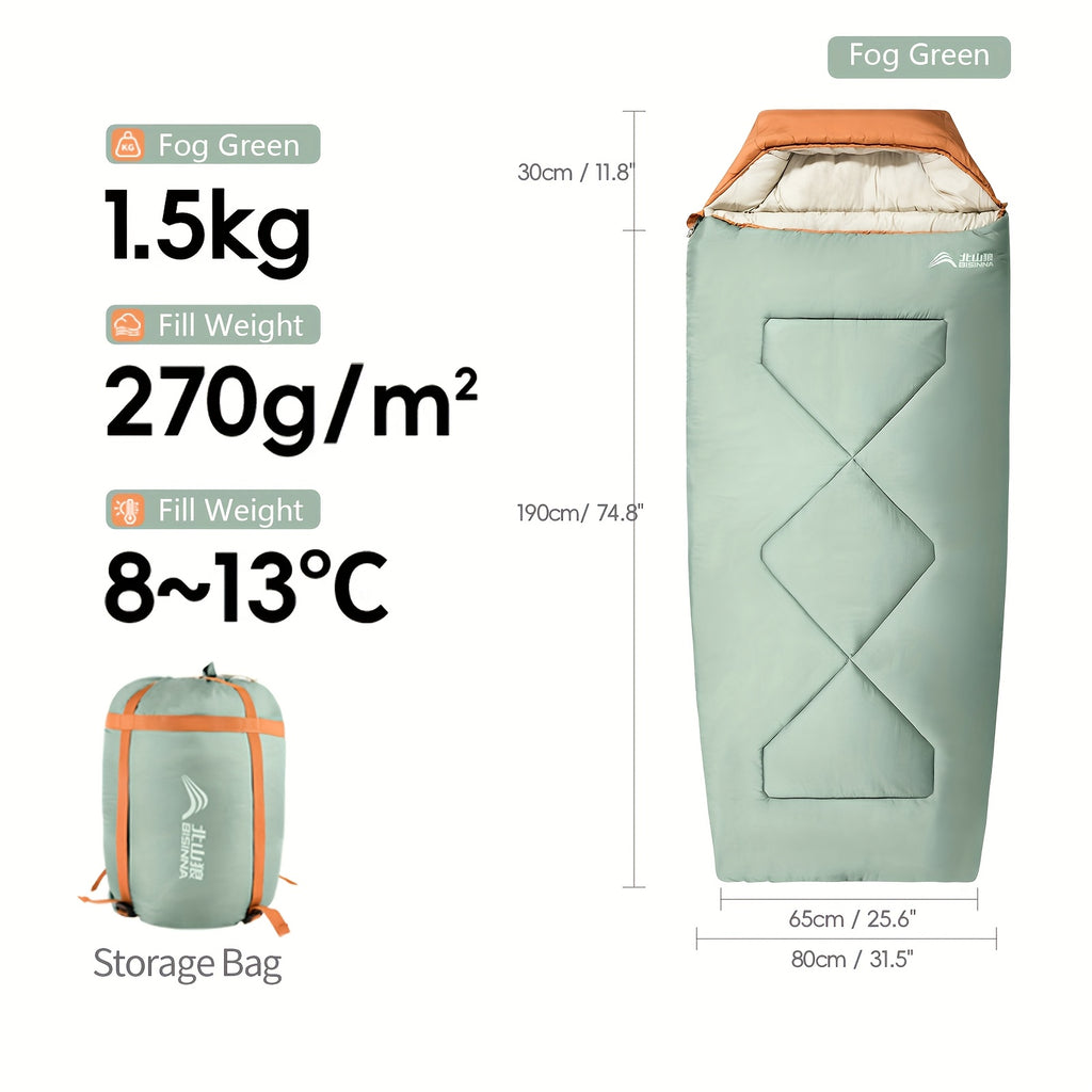 BISINNA Sleeping Bag | Compact, All-Season, Polyester, Zipper Closure, Synthetic Fiber Insulation