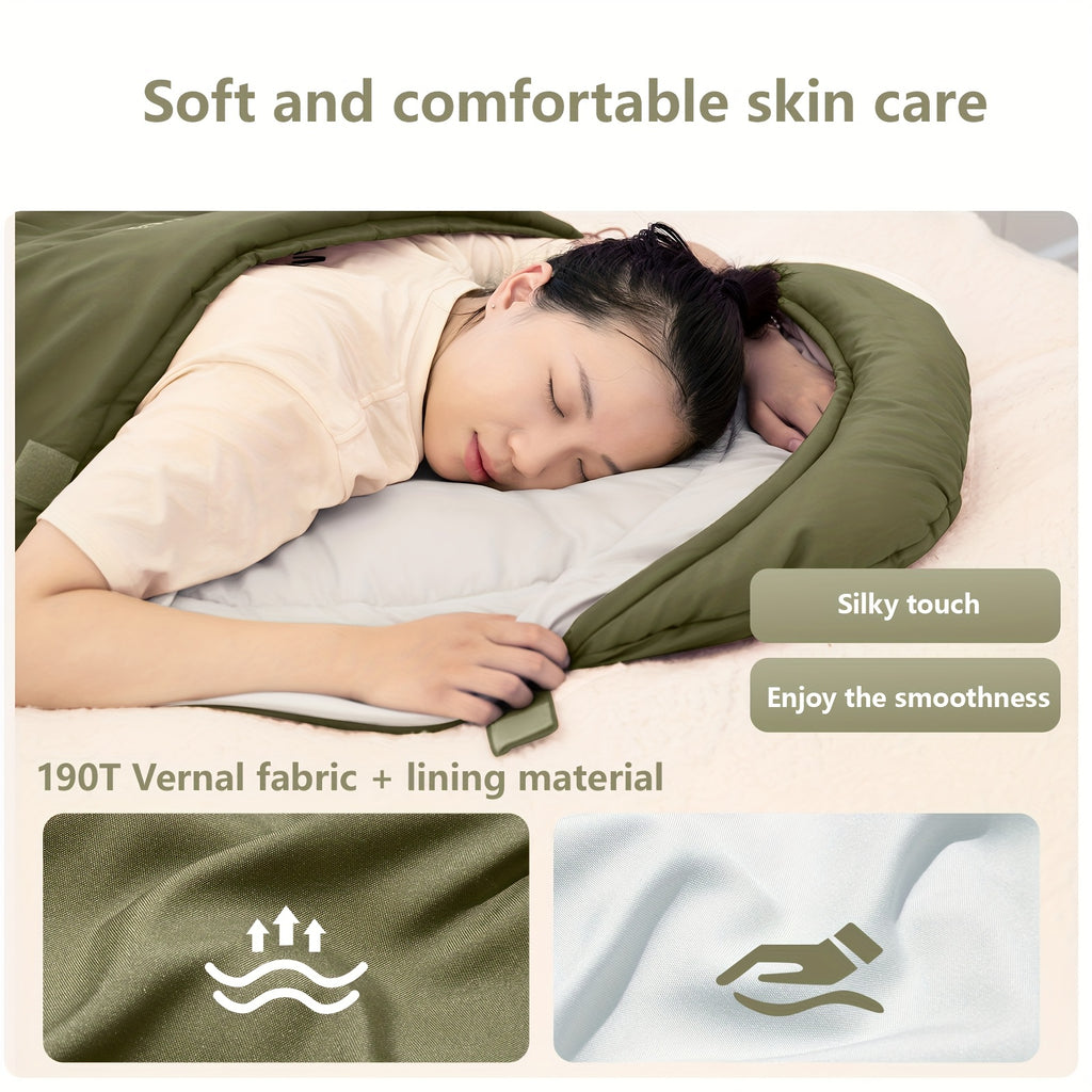 BISINNA Lightweight 3-Season Camping Sleeping Bag for one person - Warm Cold-Resistant envelope design with Zipper Closure