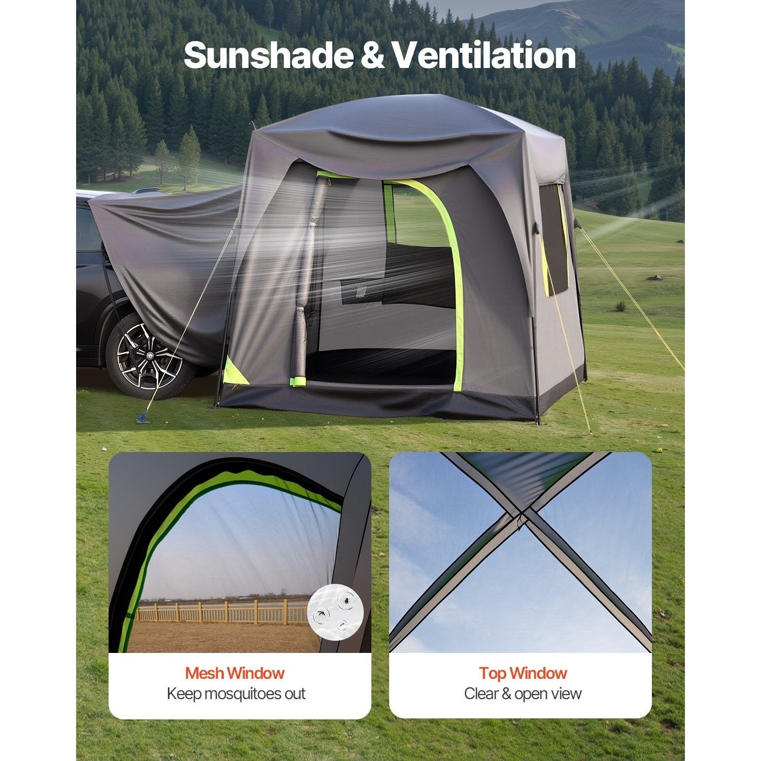 VEVOR SUV Camping Tent Outdoor SUV Tent with 2 Doors Waterproof for 5-8 Person 8\u002F10*8ft