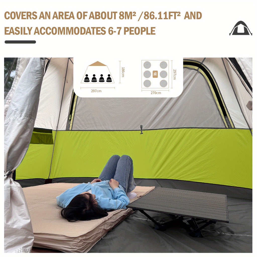 MOON LENCE Camping Tent Pop Up Tent 4-5 Person, Double Layers Waterproof Backpacking Tents with Porch