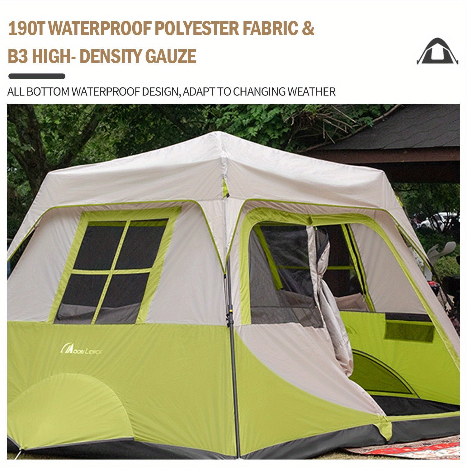 MOON LENCE Camping Tent Pop Up Tent 4-5 Person, Double Layers Waterproof Backpacking Tents with Porch