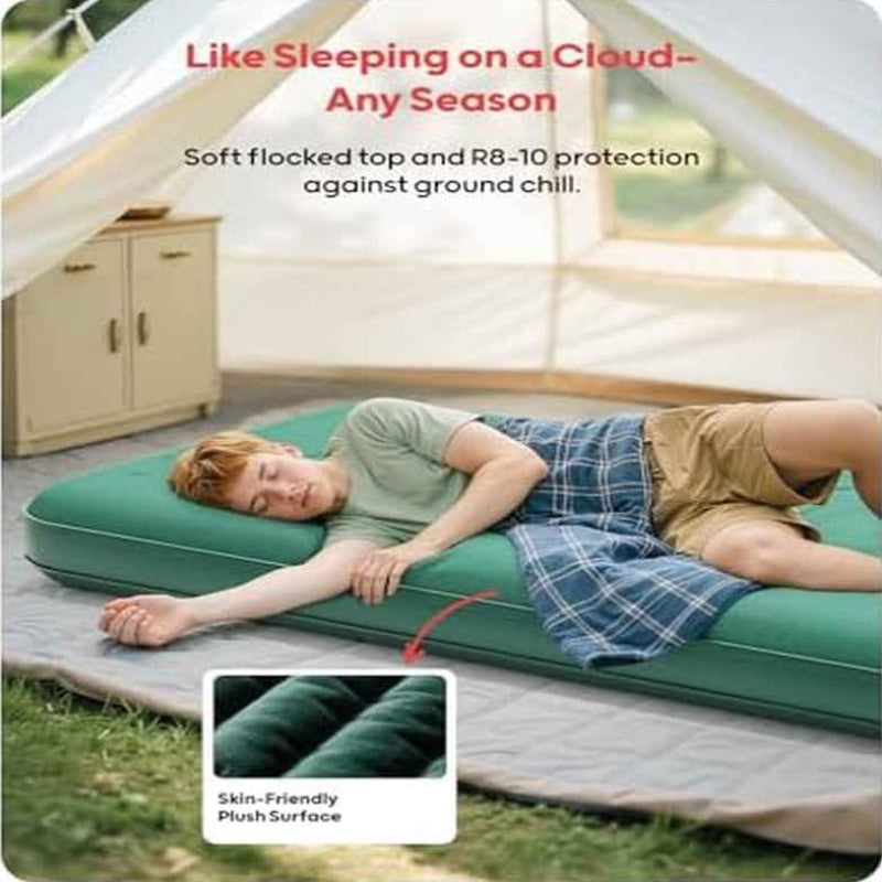 Twin Size Camping Pad - 9 Thick R8 - 10 Insulated Inflatable Mattress with Foam Comfort