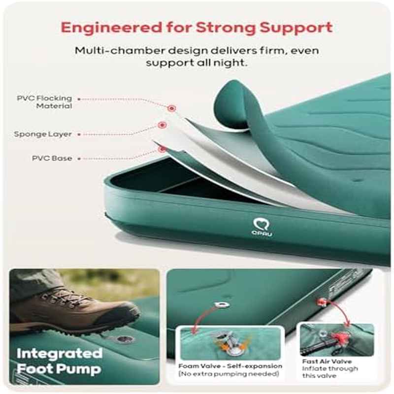 Twin Size Camping Pad - 9 Thick R8 - 10 Insulated Inflatable Mattress with Foam Comfort