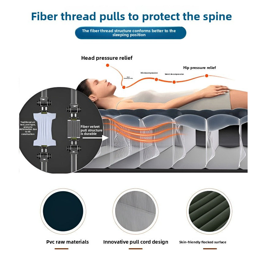 Inflatable Mattress, Portable Foldable Flannel Sleeping Pad, Suitable for Camping