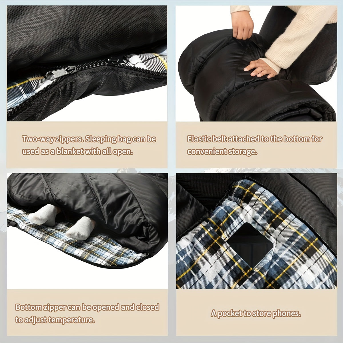 GEERTOP Flannel Sleeping Bag for Adults XXL, Large Wide Camping Sleeping Bag 4 Seaso