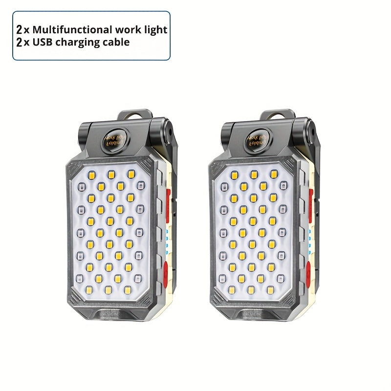Portable Flashlight 2pcs Portable Handheld Flashlight | LED Work Light with Magnet Hook