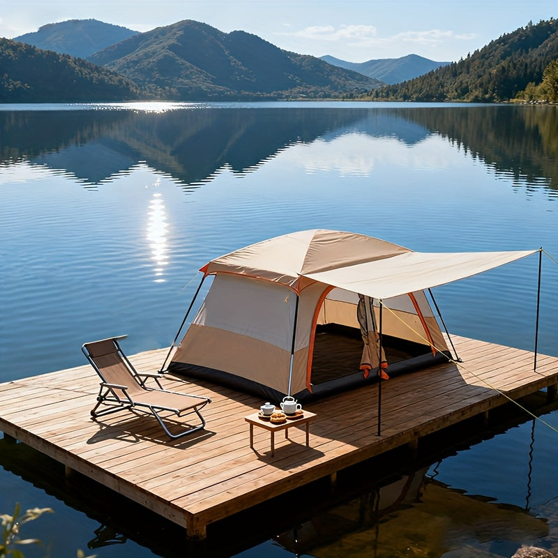 4-Person Large Family Camping Tent with Front Privacy Zippered Room