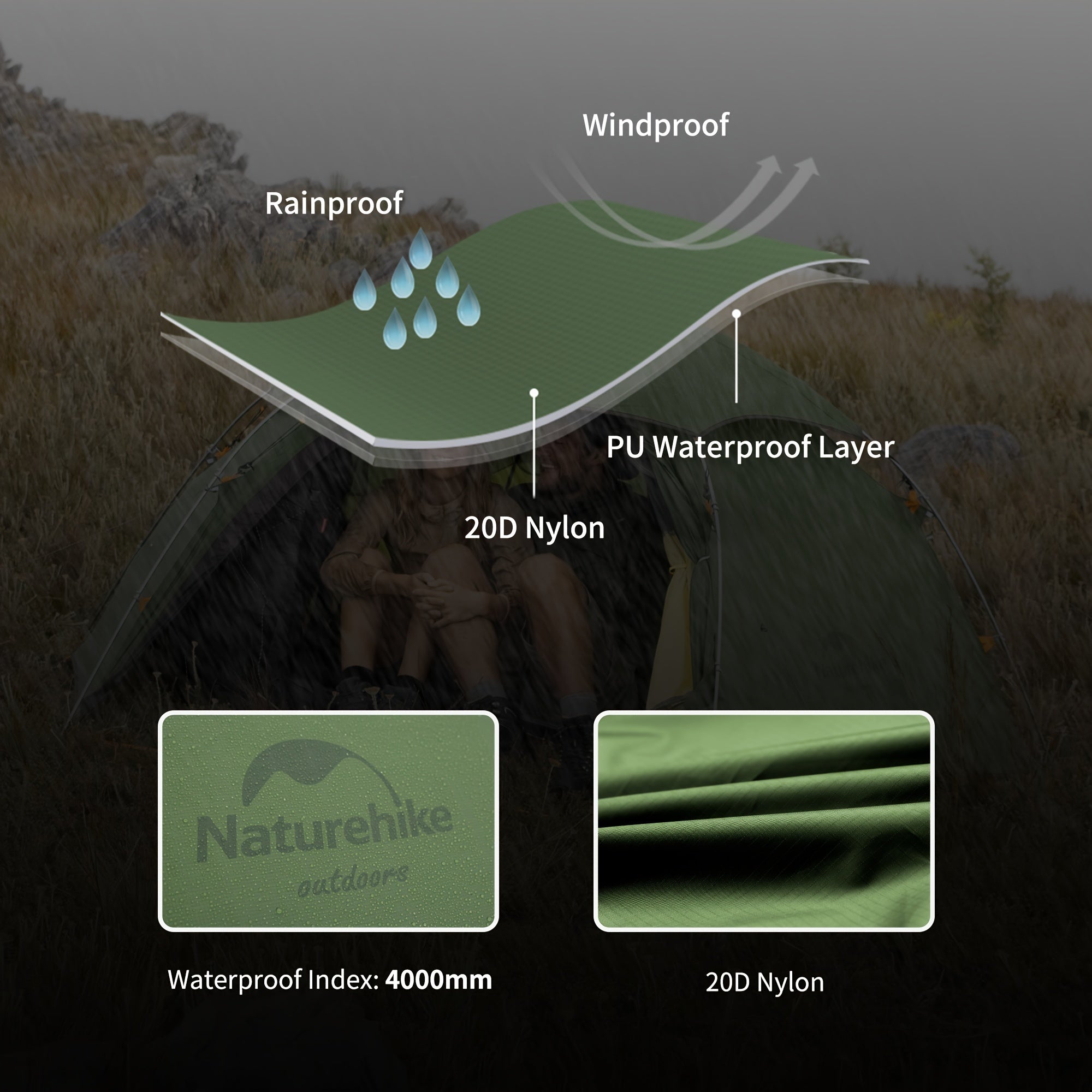 Naturehike Cloud Peak Hexagonal Four Seasons Tent, 20D Lightweight Silicone Waterproof Fabric