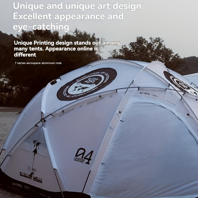 4-Person Portable Folding Camping Tent - All-Season Dome Shelter with Zipper Closure