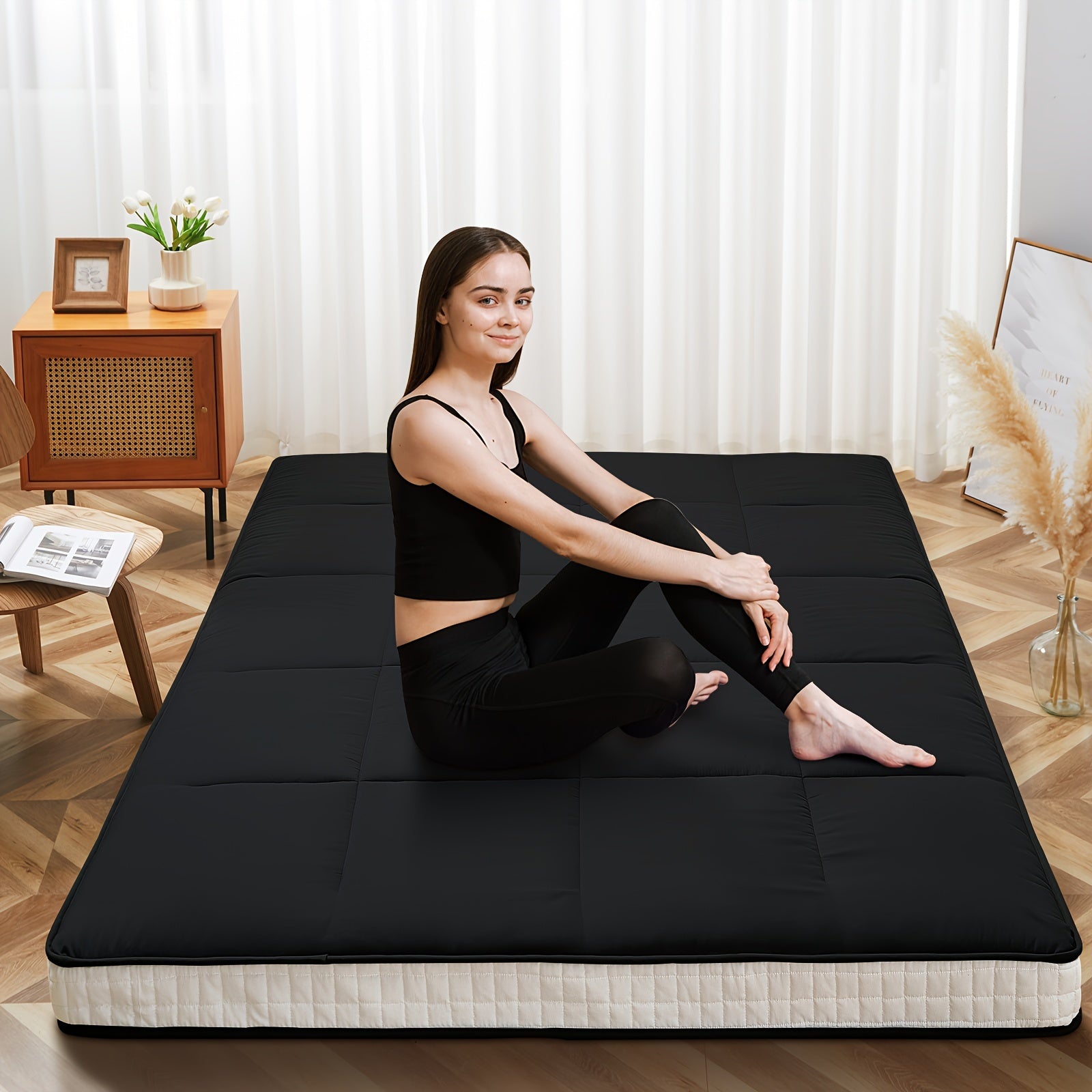 LILYPELLE Japanese Futon Mattress, Extra Thick Folding Sleeping Pad Futon