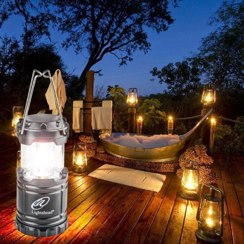 camping equipmentLightahead Set of 4 Portable Outdoor LED Camping Lantern Black Collapsible