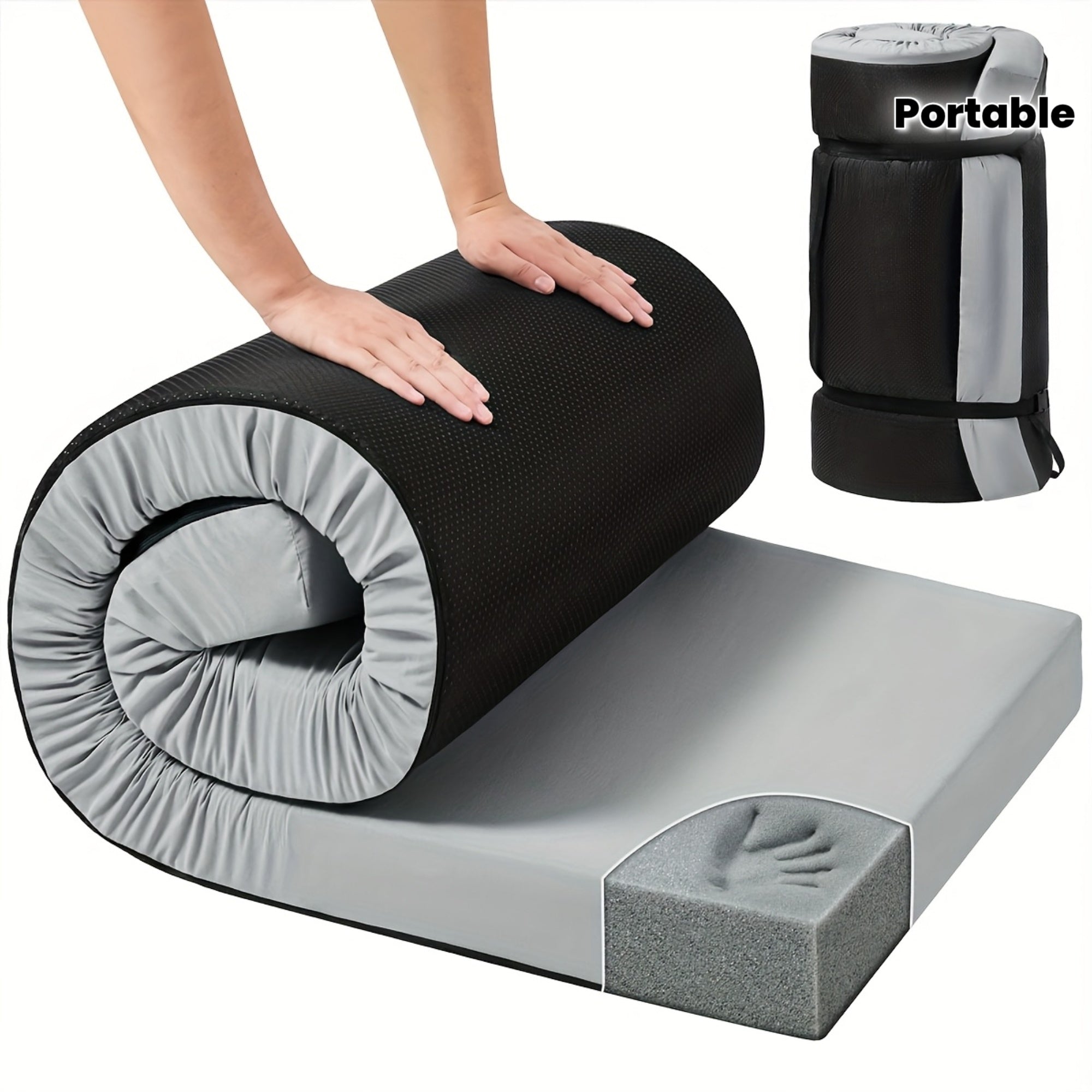 Memory Foam Camping Mattress Sleeping Pad Glamping Portable Floor Mat Roll Up Futon Mattress