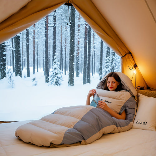 1-Person Heavy-Duty Winter Warm Sleeping Bag for Adults - All-Season Cold-Resistant Camping