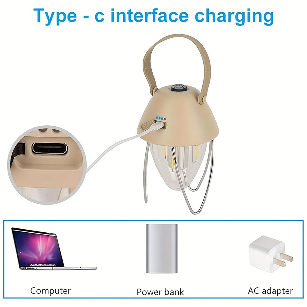 1pc LED Retro Camping Lights, Portable Multi-functional Rechargeable Tent Lights
