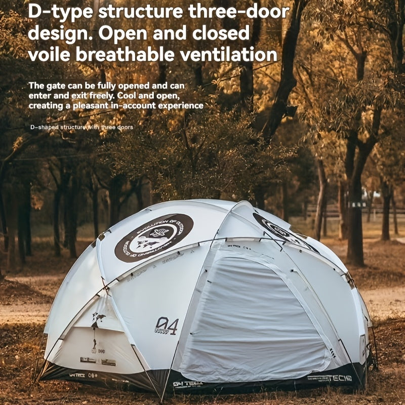 4-Person Portable Folding Camping Tent - All-Season Dome Shelter with Zipper Closure