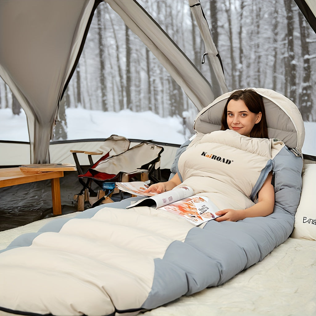1-Person Heavy-Duty Winter Warm Sleeping Bag for Adults - All-Season Cold-Resistant Camping