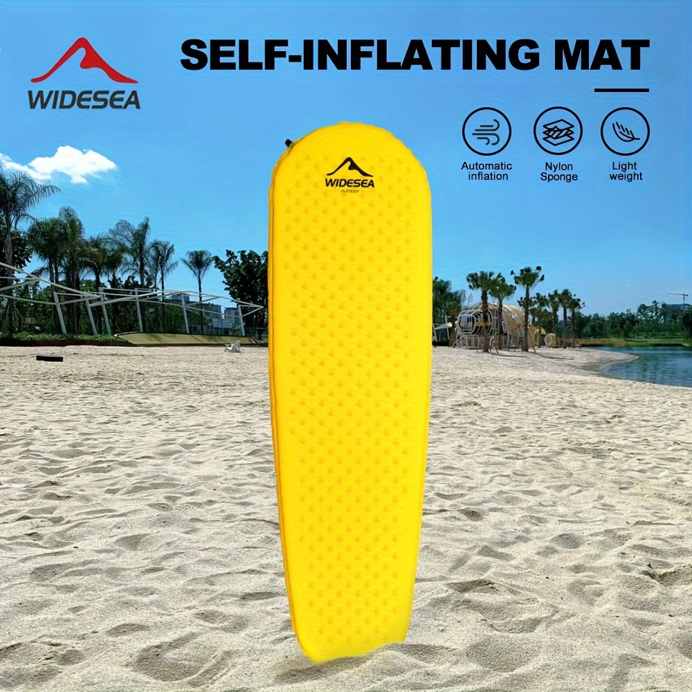 Widesea Self-Inflating Camping Mattress - Bright Yellow Folding Air Bed with Carrying Bag