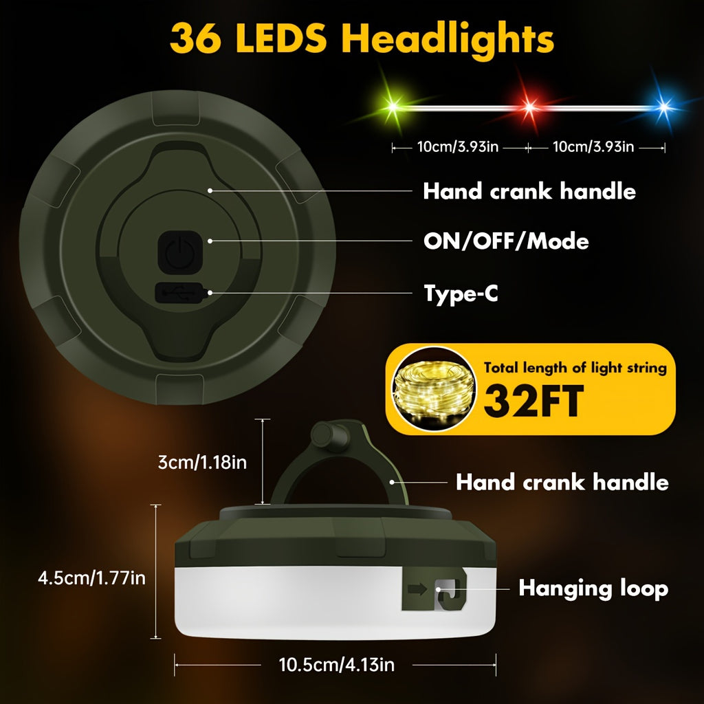 32FT LED Camping Lantern - Portable, Rechargeable, Waterproof Outdoor Light with USB Charging