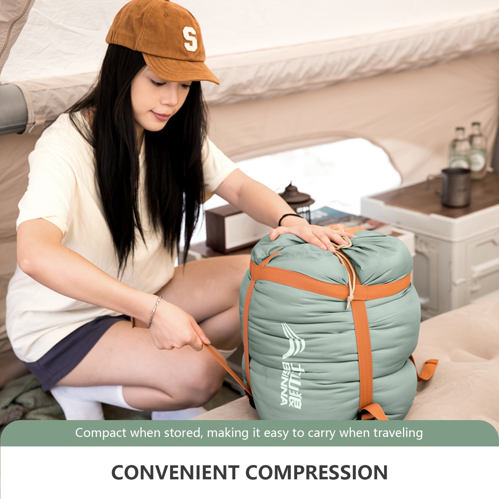 BISINNA Sleeping Bag | Compact, All-Season, Polyester, Zipper Closure, Synthetic Fiber Insulation