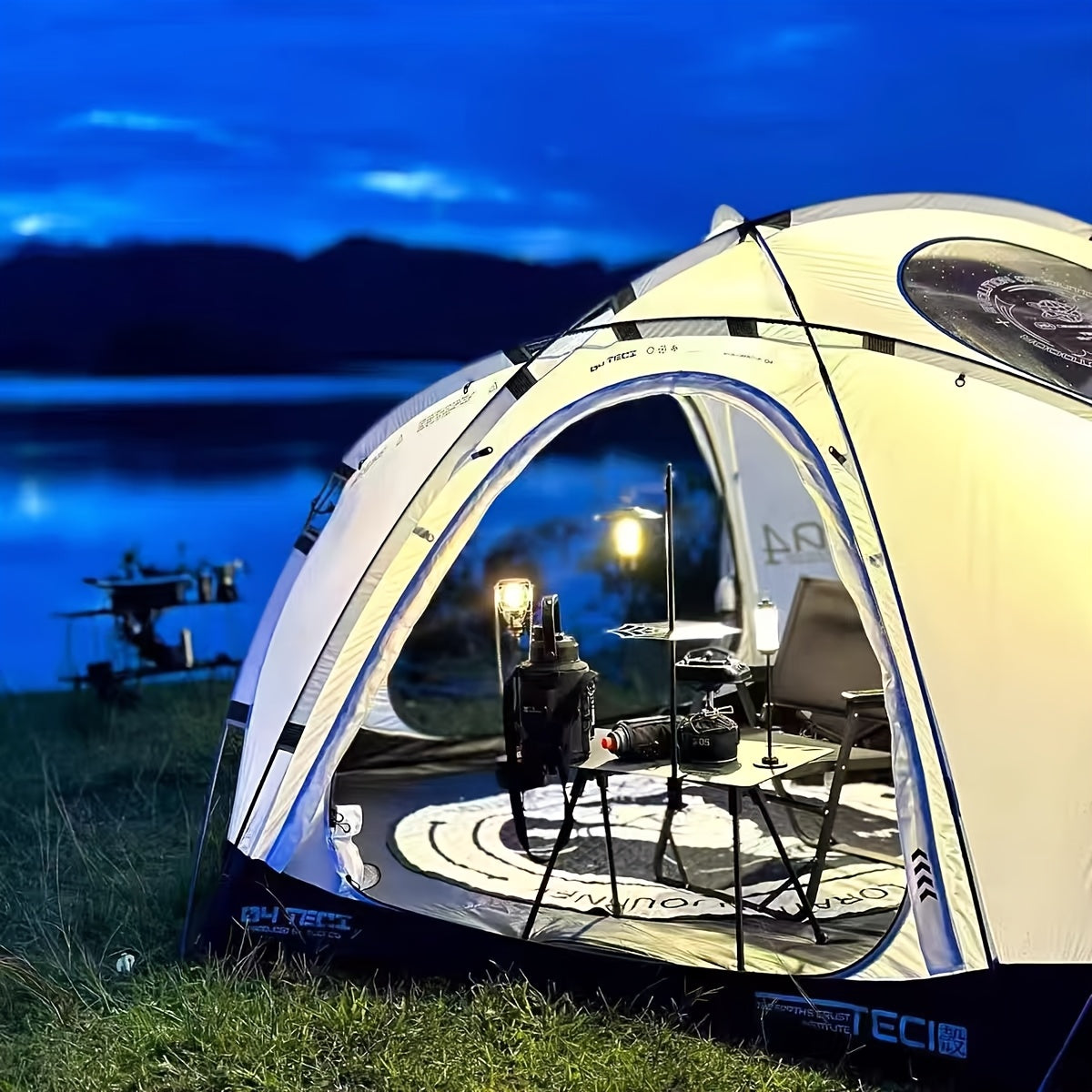 4-Person Portable Folding Camping Tent - All-Season Dome Shelter with Zipper Closure