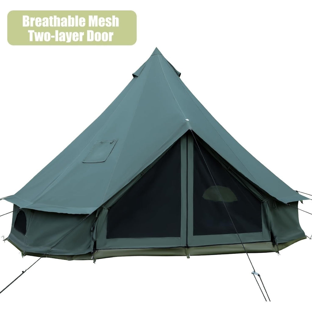 Luxury Cotton Bell Tent, Yurt Canvas Tent with Stove Jack, 4\u002F6\u002F8 Person Family 4 Season Camping