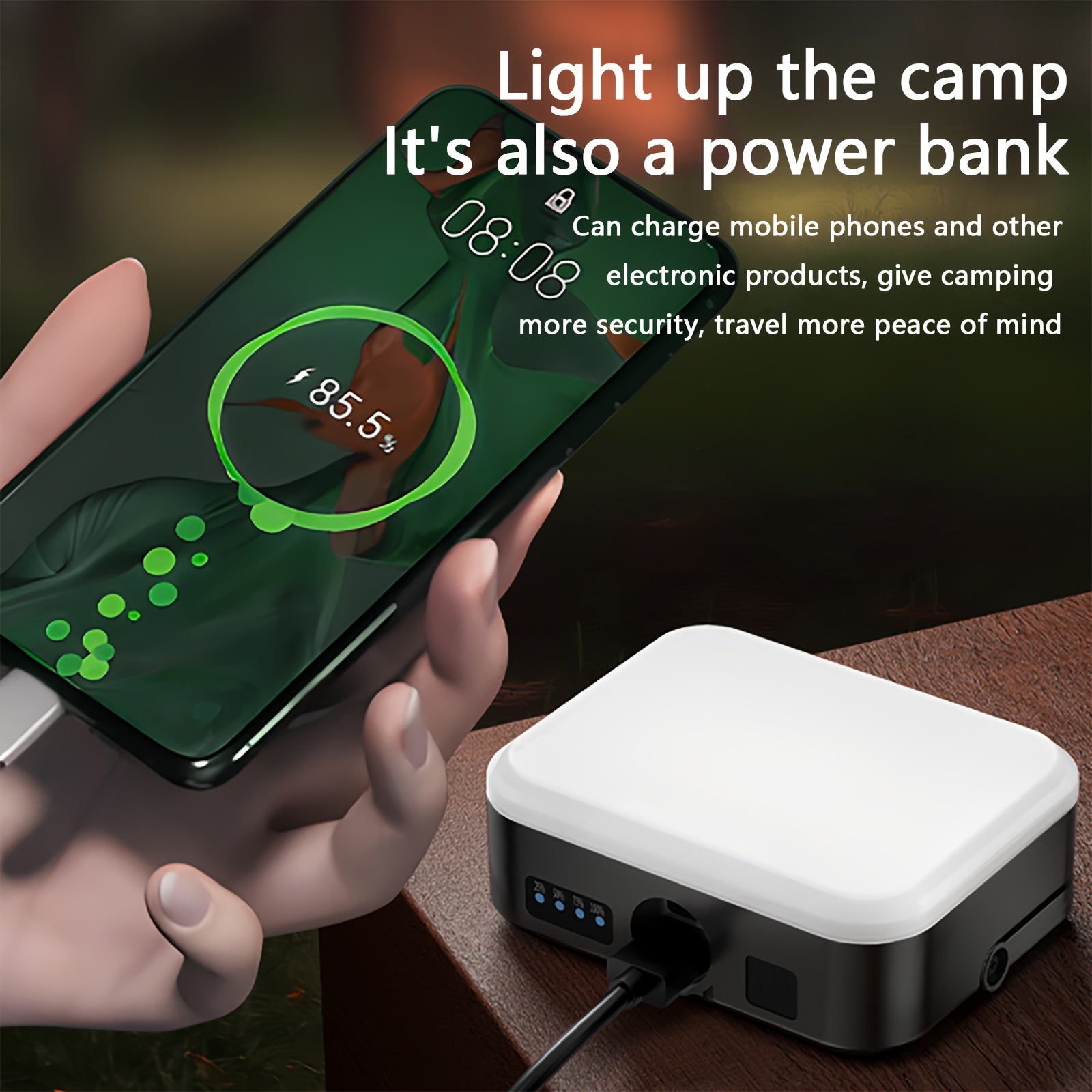 LED Camping Light, Portable Magnetic Tent Light, 4000mAh Rechargeable, Emergency Flashlight