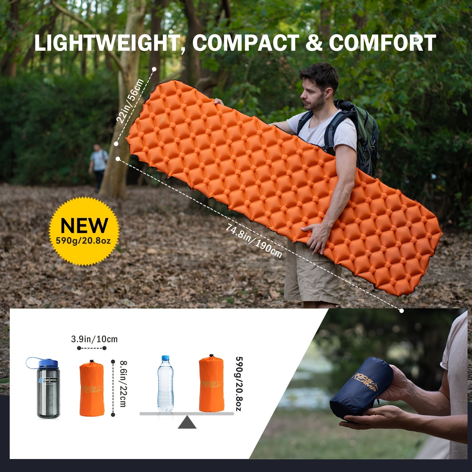 Ultralight Camping Pad RoosCamp Ultralight Inflatable Camping Sleeping Pad