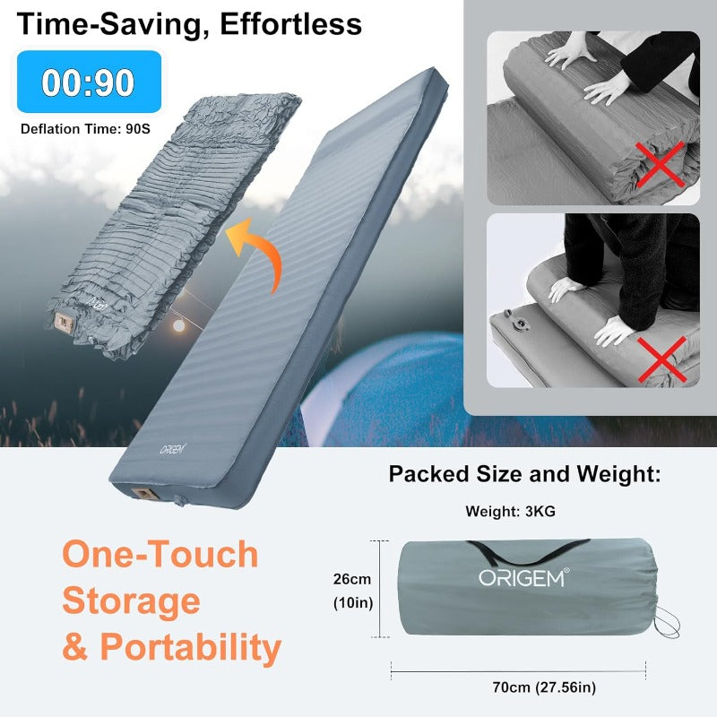 Self Inflating Sleeping Pad with Electric Pump 4 UltraThick Camping Mattress