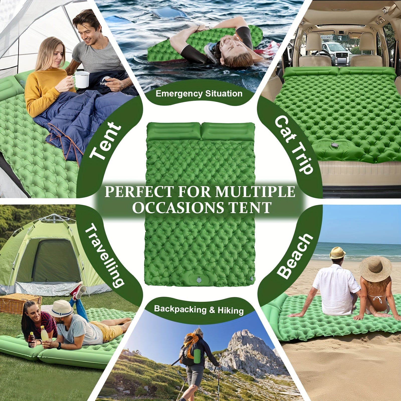 Double Sleeping Pad: Self Inflating Camping Pad Mattress for Backpacking & Outdoor Trips | 4\