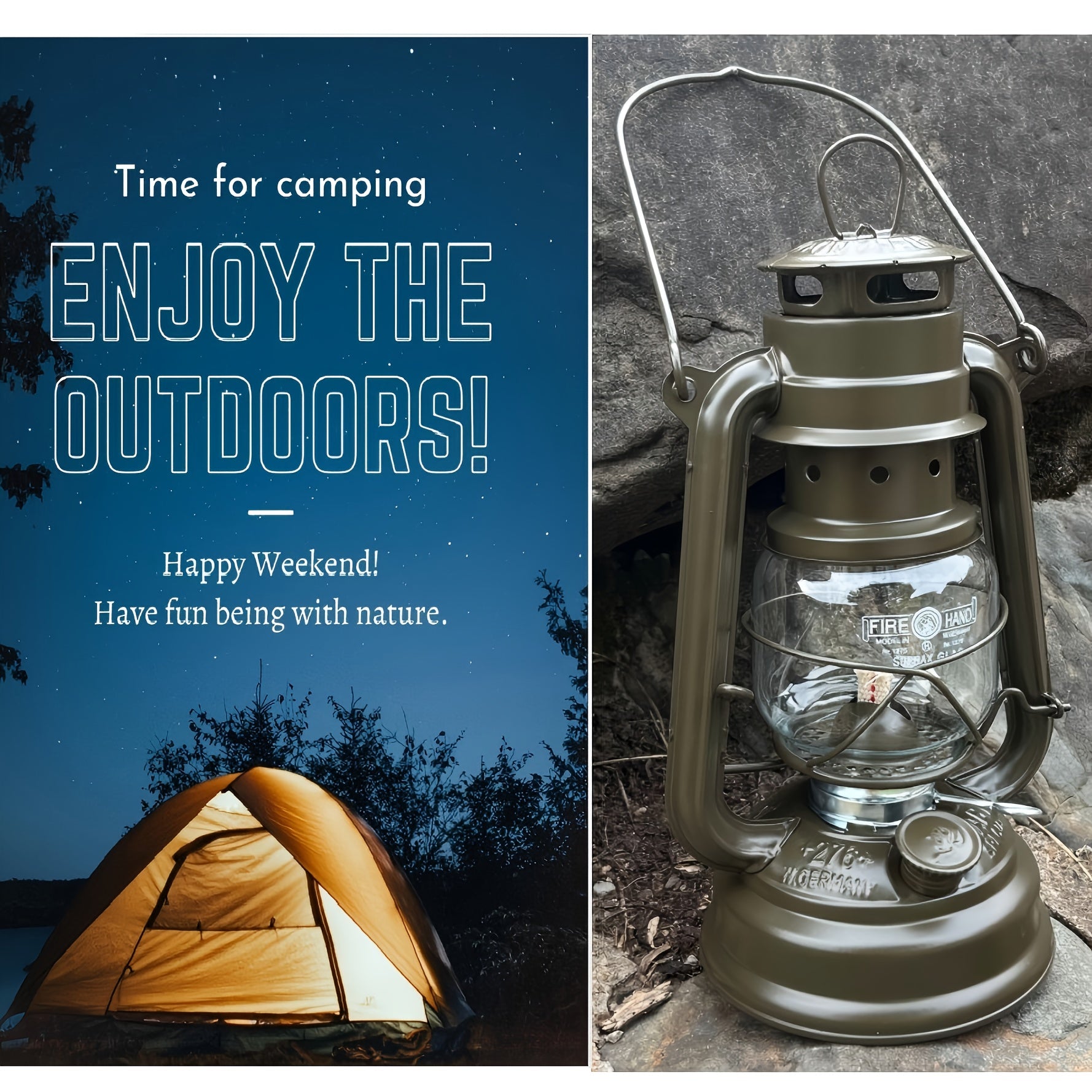 Hurricane Lamp - Metal Kerosene Lantern with Panels, Outdoor Storm for camping, emergencies