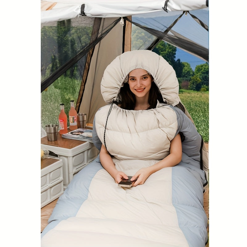 1-Person Heavy-Duty Winter Warm Sleeping Bag for Adults - All-Season Cold-Resistant Camping