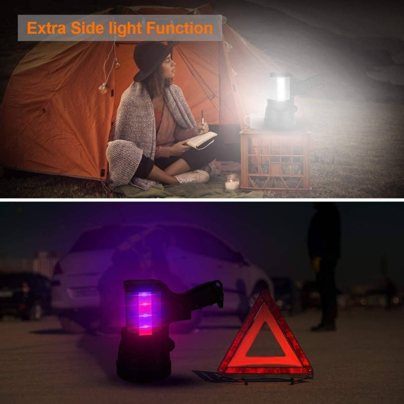 Rechargeable 6000 Lumens LED Spotlight | Handheld, Foldable Tripod, Storage Bag