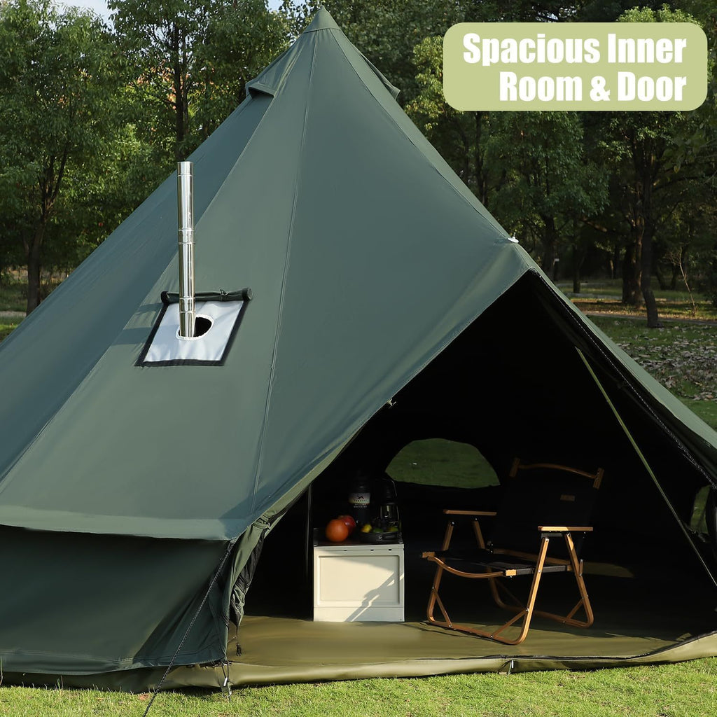 Luxury Cotton Bell Tent, Yurt Canvas Tent with Stove Jack, 4\u002F6\u002F8 Person Family 4 Season Camping