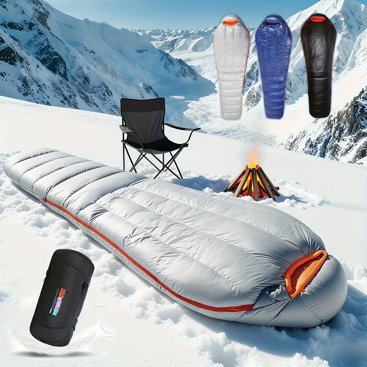 1-Person for all-Season Cold-Resistant Mummy Sleeping Bag with