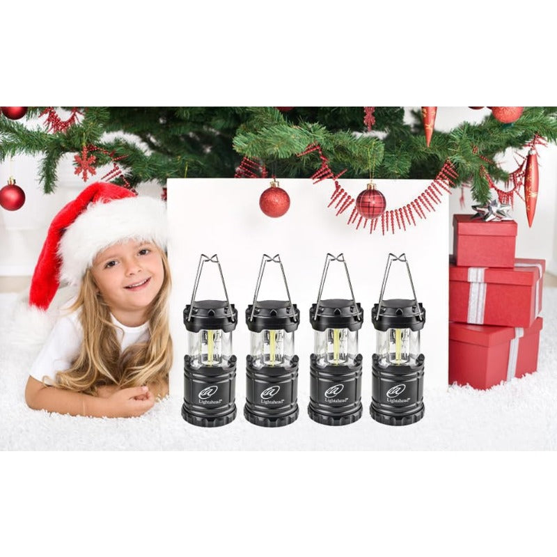camping equipmentLightahead Set of 4 Portable Outdoor LED Camping Lantern Black Collapsible