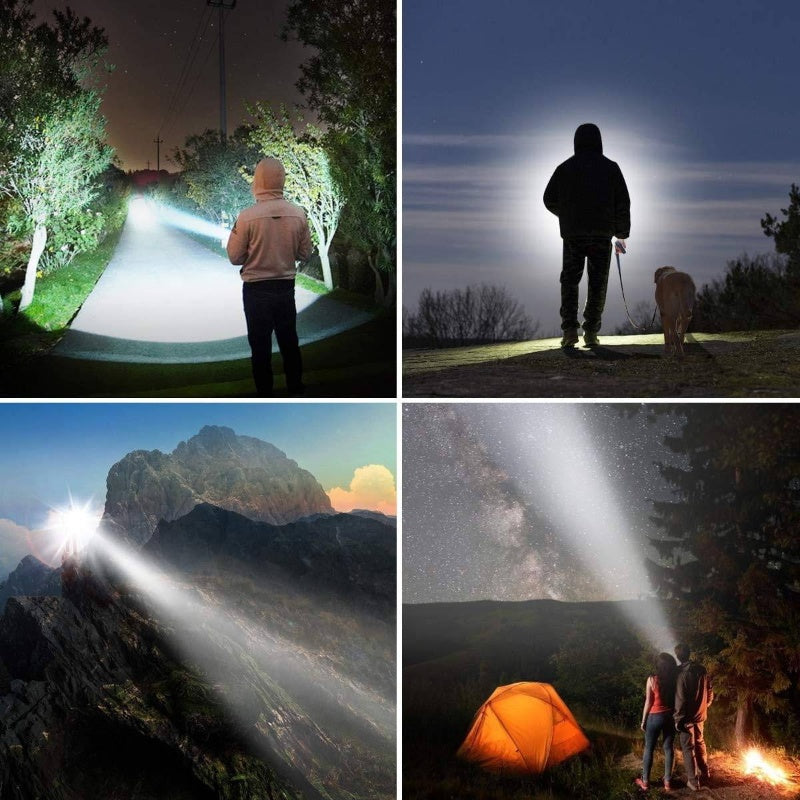 Rechargeable 6000 Lumens LED Spotlight | Handheld, Foldable Tripod, Storage Bag