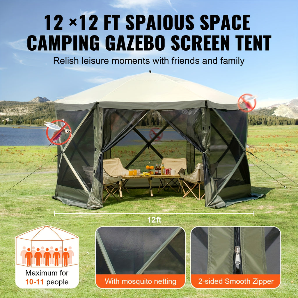 Happybuy 12x12ft Instant Pop-Up Gazebo Tent with Removable Privacy Walls & Mesh Windows
