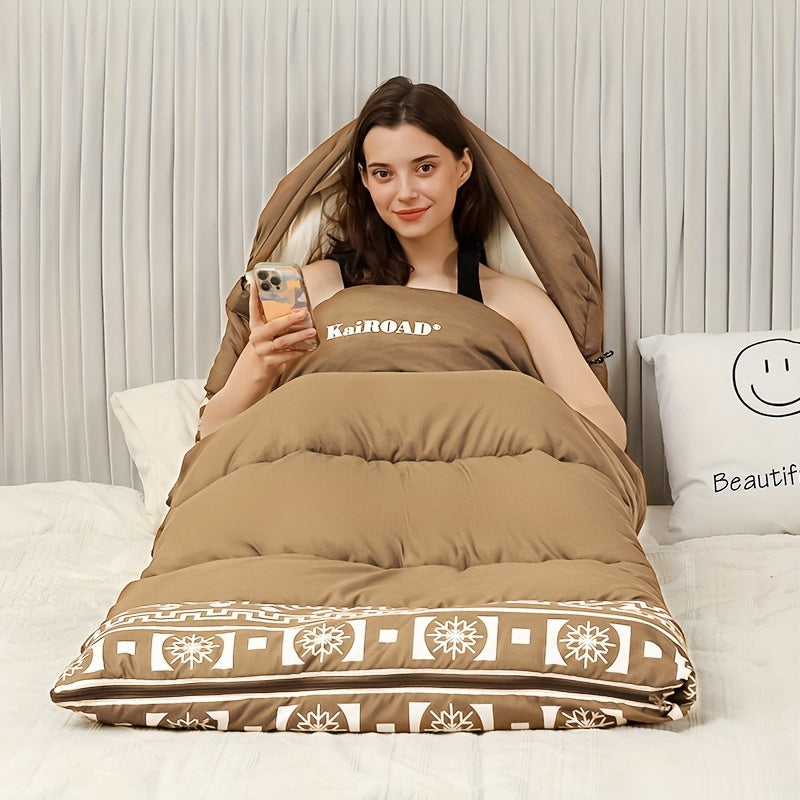 Snow soft sleeping bag adult winter outdoor thick anti cold can be spliced sleeping bag