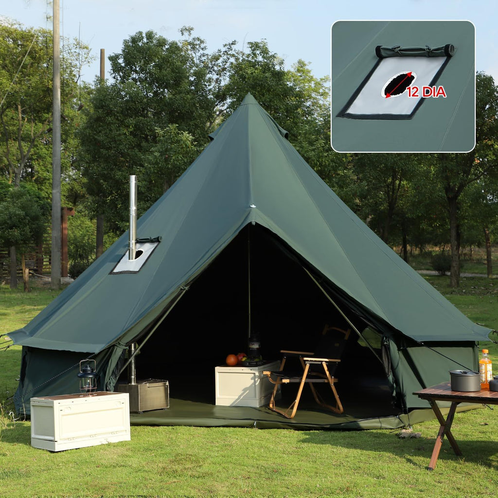 Luxury Cotton Bell Tent, Yurt Canvas Tent with Stove Jack, 4\u002F6\u002F8 Person Family 4 Season Camping