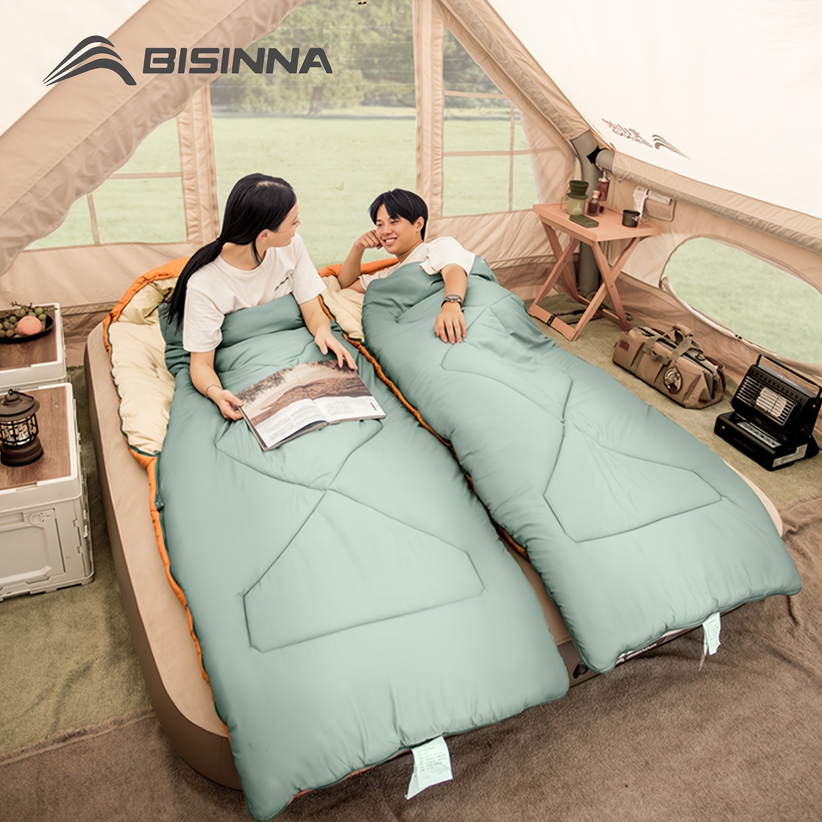BISINNA Sleeping Bag | Compact, All-Season, Polyester, Zipper Closure, Synthetic Fiber Insulation