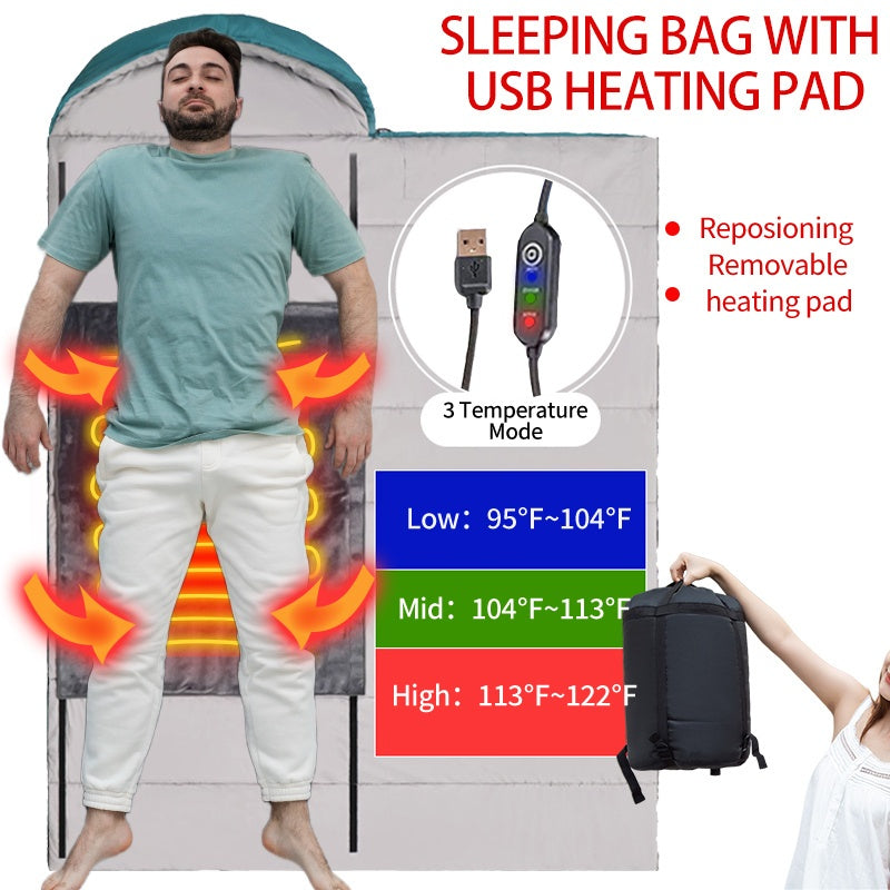 Adult Sleeping Bag with USB Electric Blanket, Suitable for Cold Weather