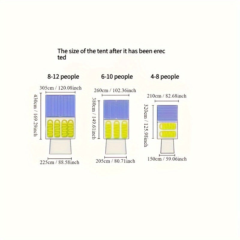 1pc Large 10-Person Family Camping Tent with Mosquito Net & Front Door