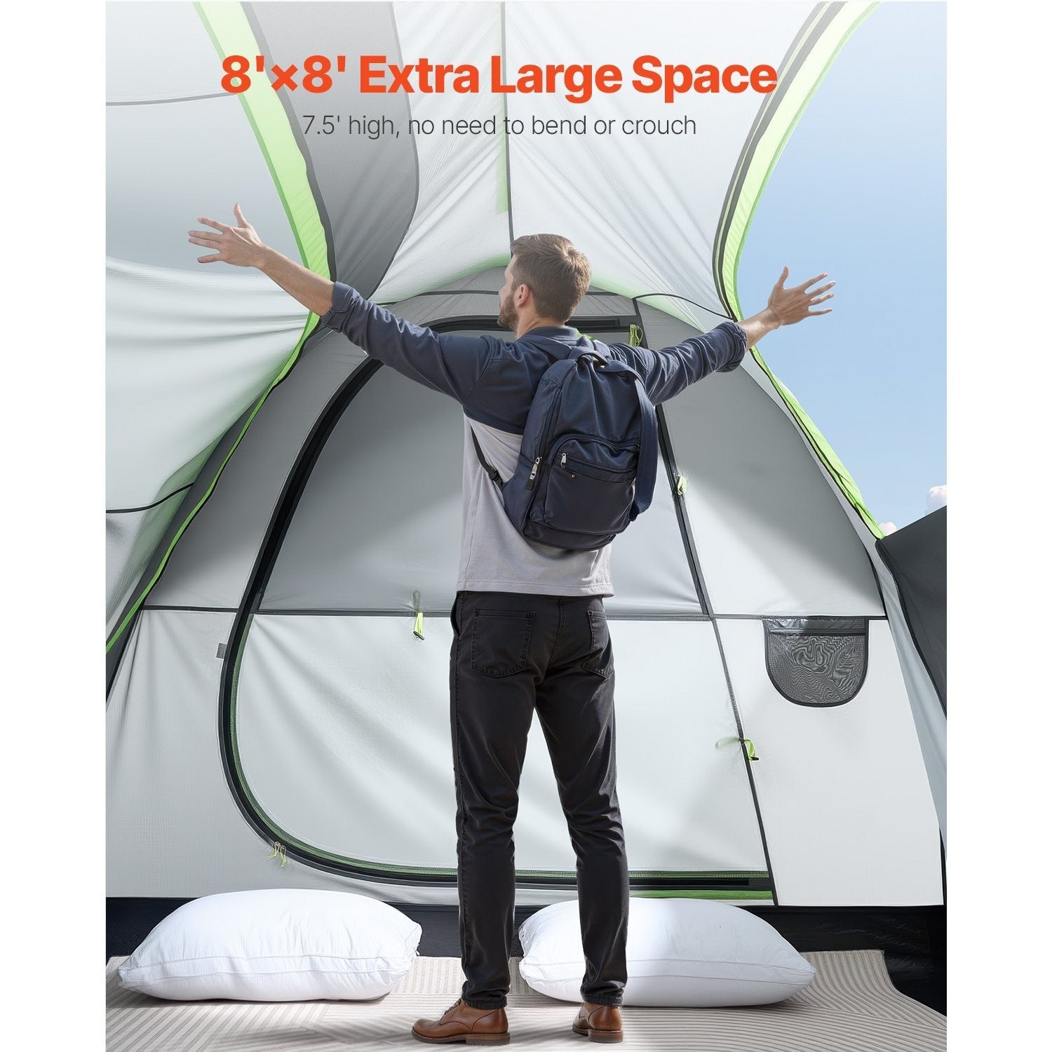 VEVOR SUV Camping Tent Outdoor SUV Tent with 2 Doors Waterproof for 5-8 Person 8\u002F10*8ft