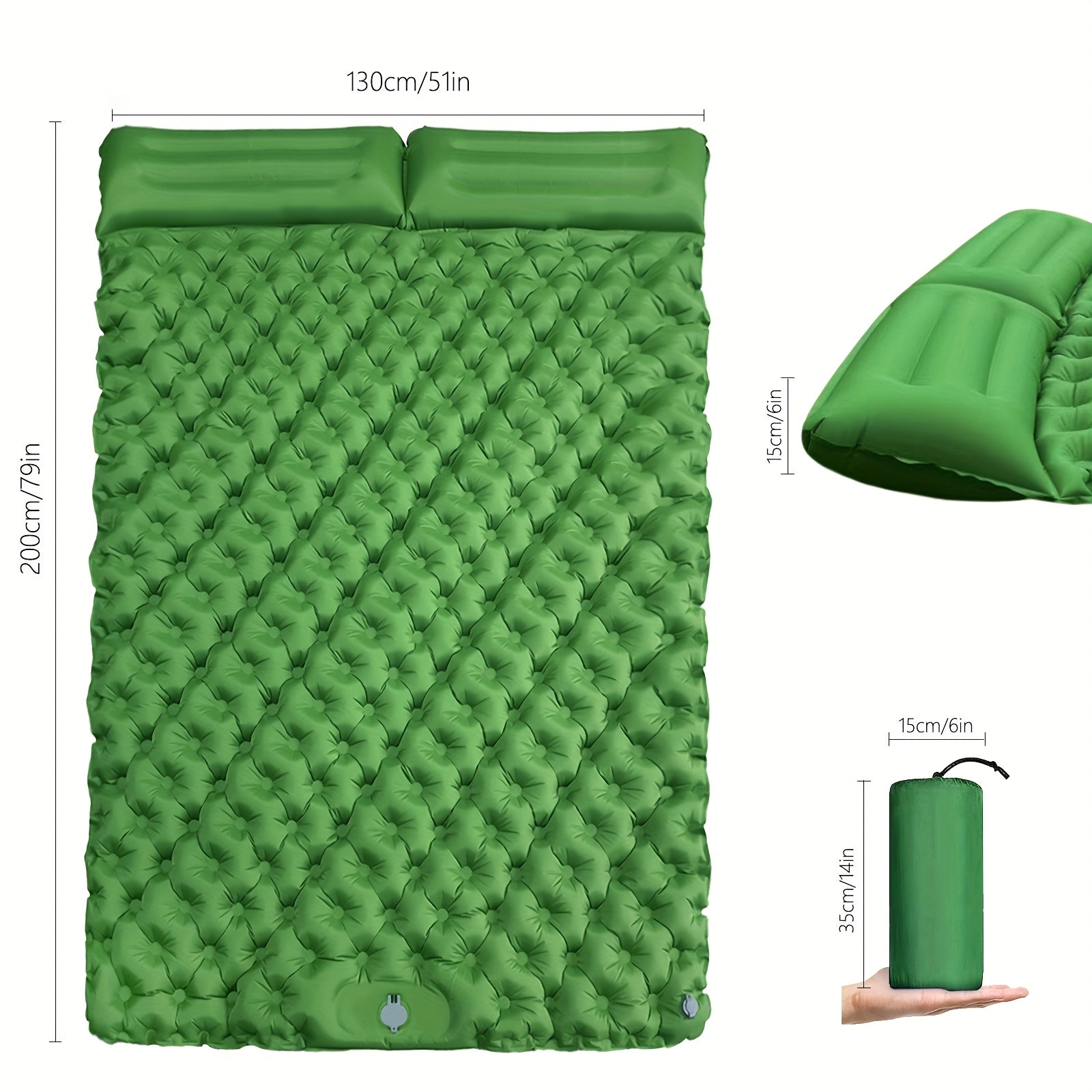Double Sleeping Pad: Self Inflating Camping Pad Mattress for Backpacking & Outdoor Trips | 4\