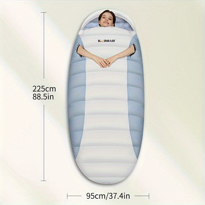 1-Person Heavy-Duty Winter Warm Sleeping Bag for Adults - All-Season Cold-Resistant Camping